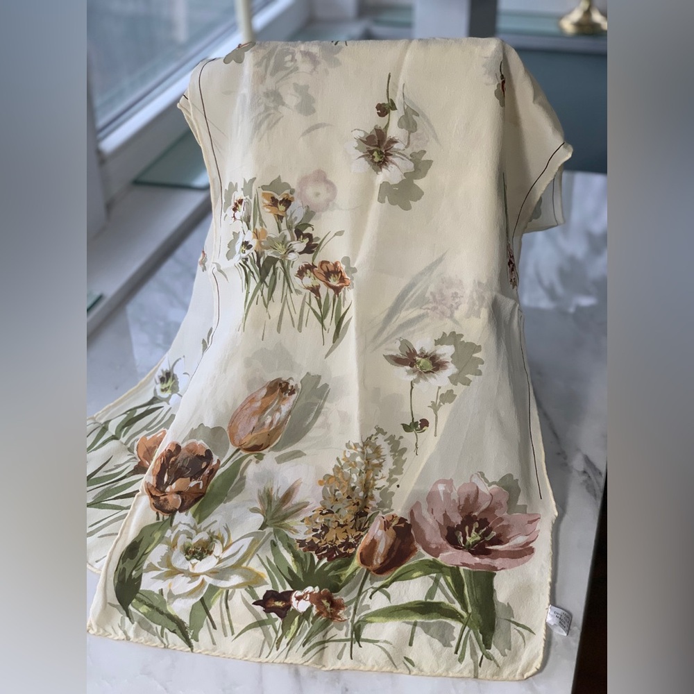 Silk Floral Scarf Bohemian Botanical Head Scarf